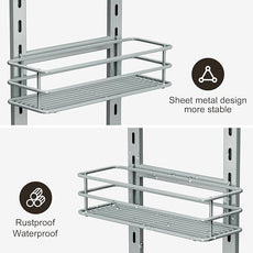 Orimade 4 Tier Adjustable Anti-slip Shower Caddy over Shower Head,Rustproof Bathroom Hanging shower Organizer with 4 Hooks for Razor,No Drilling Shower shelves Storage Rack, Light Grey