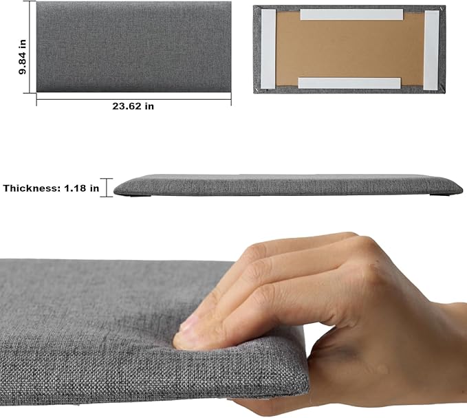 12 Piece Linen Fabric Peel and Stick Headboard, Upholstered Wall Mounted Headboard for Twin, 3D Anti-Collision Soundproof Self-Adhesive Wall Panel for Bedroom 23.62" x 9.84"