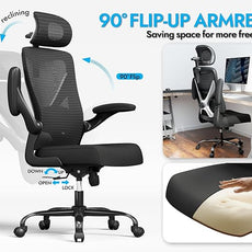 Ergonomic Office Chair - X-Shaped Computer Desk Chair Comfy, Gaming Chair, Office Chair with Lumbar Support, Mesh Office Chairs with Headrests, Desk Chair for Long Hours (Black Silver)