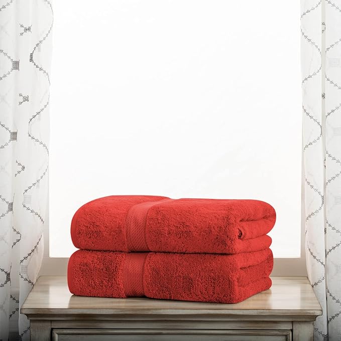 BLUENILEMILLS Premium Towel Collection, Egyptian Cotton Towels for Shower and Bathroom Assorted 2-Piece Towel Set, 30" x 55", Red by Blue Nile Mills