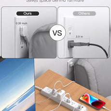 2 Pack Power Strip, 15FT Long Extension Cord, Surge Protector with 6 Outlets and 4 USB Charging Ports(2 USB C), Flat Plug Overload Protection, Wall Mount for Home Office Dorm College