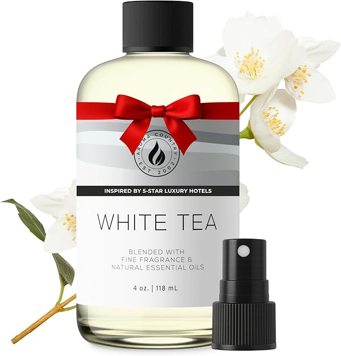 Aroma Country White Tea Diffuser Oil - Luxury Essential Oils for Diffuser Refill & Air Freshener Room Spray, Long-Lasting, Natural Home Fragrance and Hotel Scent for Diffusers & Machines (4 Fl. oz)