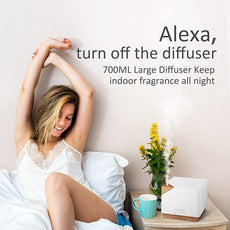 ASAKUKI Smart WiFi Essential Oil Aromatherapy Diffuser, Easy Connect with Alexa and Google Home Phone App Voice Control 700 ml Ultrasonic Diffuser, Create Schedules 7 LED Colors Humidifier
