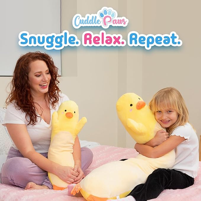 Duck Plush Body Pillow for Kids | Long Stuffed Animal Cuddle Pillow | Soft Hugging Toy | Plushie Gift for Girls & Boys | Long Plush Body Pillow for Sleep & Comfort | Large, 47 Inches