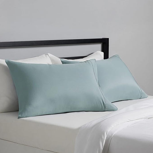Amazon Basics Standard Pillow Cases Set of 2 - Lightweight, Super Soft Easy Care Microfiber, Spa Blue, 30" L x 20" W, Pillows Not Included