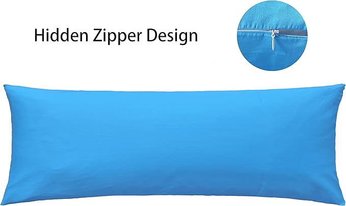 iMaylex Soft 100% Egyptian Cotton Zipper Pillow Case, Cozy and Lightweight Pillowcase, Easy Care, Blue, Body, 20" x 54"