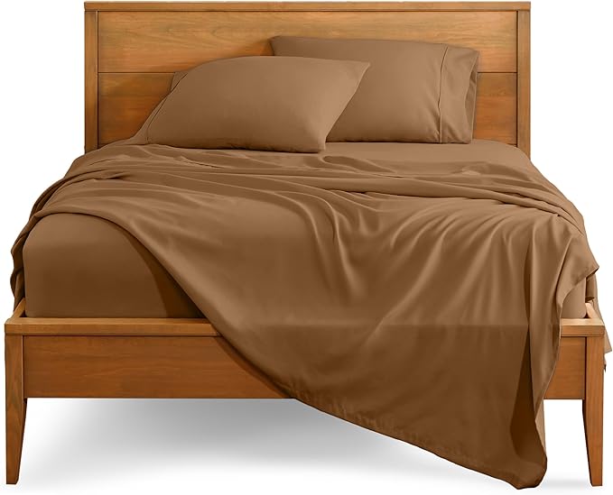 Bare Home King Sheet Set - Luxury 1800 Ultra-Soft Microfiber King Bed Sheets - Double Brushed - Deep Pockets - Easy Fit - 4 Piece Set - Bedding Sheets & Pillowcases (King, Caramel) BareHome