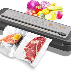 MEGAWISE Vacuum Sealer Machine, 2025 Model with 80kPa Suction Power, One-Touch Operation, Built-in Cutter, Compact Design, Vacuum Bags Included (Grey) (16.14 x 4.02inch)