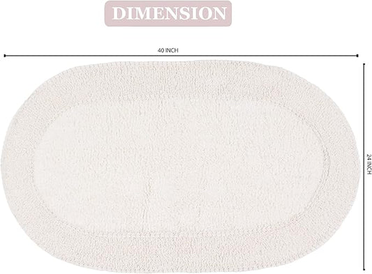 Home Weavers Double Ruffle Collection 100% Cotton Bathroom Rugs Set, Washable Rug, Extra Soft and Absorbent Bath Rug, Kitchen Mat, Bath Mat Set, Bath Floor Mat Non Slip, 24"x40" Rectangle, Ivory