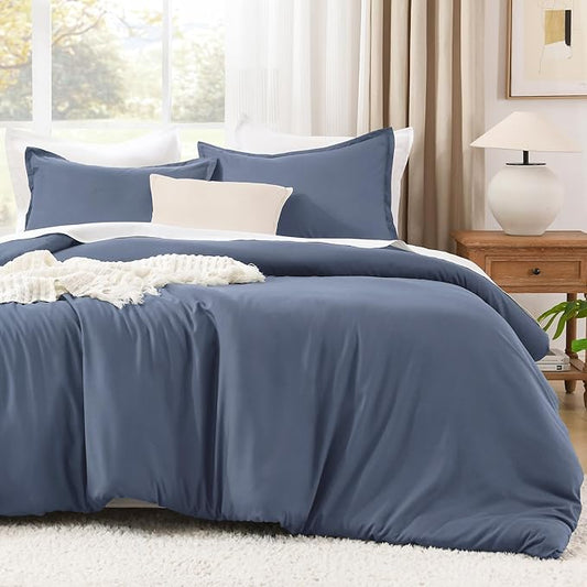 Litanika Comforter Set, Lightweight Solid Bedding Comforter Set, Fluffy Down Alternative Bed Set, Bluish Grey, Twin/Twin XL