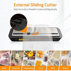 MEGAWISE 2025 Powerful Vacuum Sealer Machine | Compact Design | One-Touch Automatic | Seal in 10-20 Seconds | Dry, Moist, Wet, and Cold Modes | With 10 Vacuum Bags & Built-in Cutter (Grey)