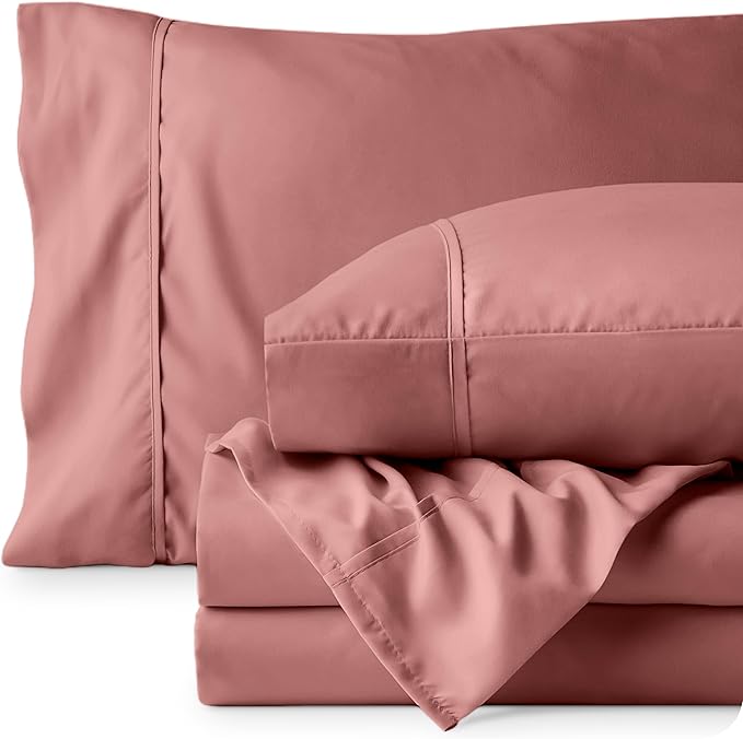 Bare Home Full Sheet Set - Luxury 1800 Ultra-Soft Microfiber Full Bed Sheets - Double Brushed - Deep Pockets - Easy Fit - 4 Piece Set - Bedding Sheets & Pillowcases (Full, Dusty Rose)