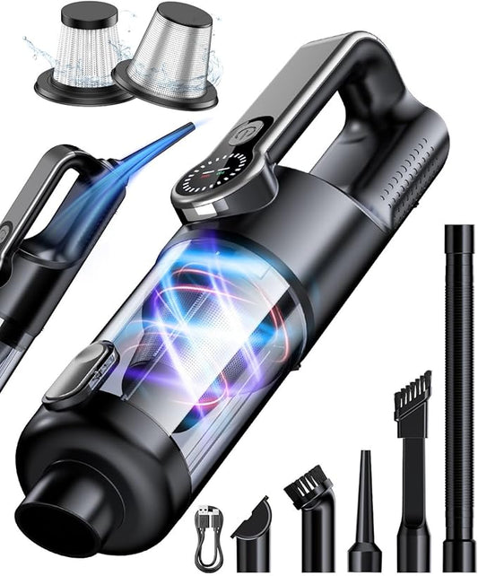 Cordless Handheld Vacuum Cleaner, 2-in-1 Vacuum & Blower, 36000Pa Suction Brushless Motor, Car Vacuum with LED Light, Lightweight, Portable for Car, Home, Office and Outdoor Use