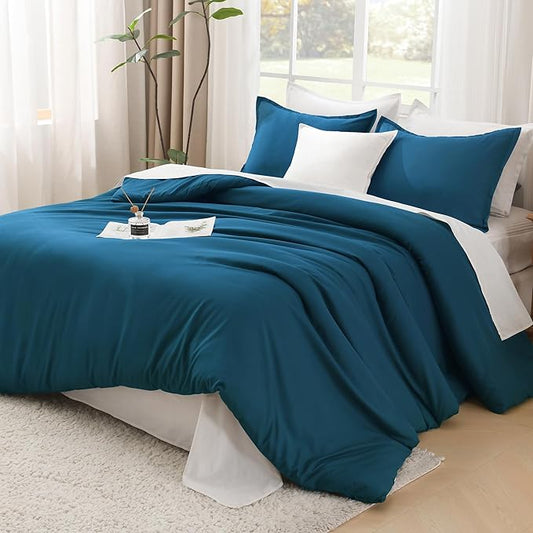 Litanika Comforter Set, Lightweight Solid Bedding Comforter Set, Fluffy Down Alternative Bed Set, Teal, Twin/Twin XL