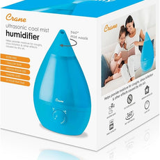 Crane Ultrasonic Cool Mist Humidifier for Bedroom, Baby Nursery, Kids Room, Plants, or Office, Large 1 Gallon Tank, Filter Optional, Aqua