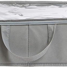 Amazon Basics Under Bed Fabric Zipper Storage Container Bags with Window and Handles, 2-Pack, 30.2 x 20 x 5.7 inches, Gray
