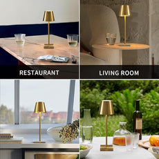 KDG 2 Pack Cordless Table Lamp,Portable LED Desk Lamp, 4000mAh Battery Operated, 3 Color Stepless Dimming Up, for Restaurant/Bedroom/Bars/Outdoor Party/Camping/Coffee Shop Night Light(Gold)