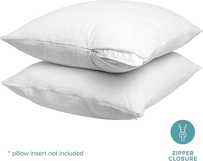 Bare Home Premium Pillow Protectors - Standard Size (2 Pack) - Premium 100% Waterproof & Breathable - Cooling - Vinyl Free Hypoallergenic - 10 Year Warranty (Standard Size, Pack of 2)
