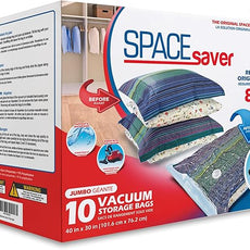 10 Pack Jumbo Vacuum Storage Bags for Comforters, Blankets & Clothes – Jumbo Vacuum Sealed Compression Bags with Hand Pump – Space Saver Storage Bags for Bedding, Moving, Travel & Organization