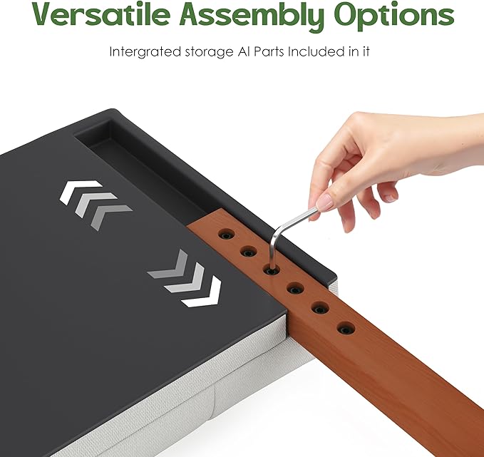 Tufted Upholstered King Headboard, Adjustable Height King Size Headboard Only from 39”to 44” with Durable Solid Wood Legs, Modern Button Diamond Fabric Head Board with Width Adapters, Beige