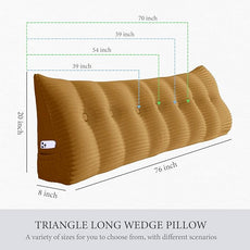 11 lbs Thickened Headboard Pillow Wedge Pillow Headboard Reading Pillow Bed for Comfortable Backrest Reading Triangular Pillow with Side Pocket Backrest Pillows for Sitting in Bed Queen