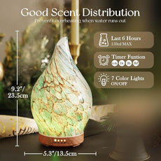 Porseme 150ml Glass Essential Oil Diffuser Aromatherapy Ultrasonic Cool Mist Humidifier 6 Running Hours Waterless Auto-Off Air Diffusers for Sleeping,Yoga,Office Working Spa and Rest (Light Blue)