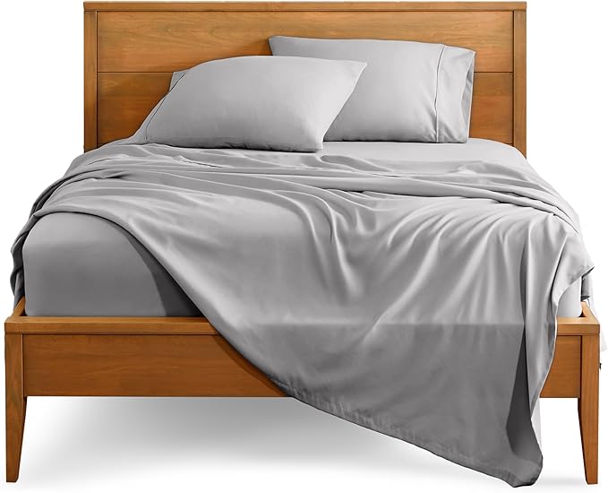 Bare Home California King Sheet Set - 1800 Ultra-Soft Microfiber Cal King Bed Sheets - Double Brushed - Deep Pockets - Easy Fit - 4 Piece Set - Bed Sheets (California King, Light Grey) BareHome