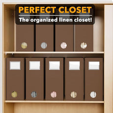 SpaceAid 9 Pack Bed Sheet Organizers and Storage, Foldable Sheet Organizer with Window for Linen Closet, Set Folder Keeper for Queen & King Size Bedding Storage (Brown)