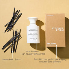 M&SENSE Reed Diffuser Set, 10.14 fl oz Large Reed Diffuser, Lavender Rosemary Scented with Natural Essential Oils, Long Lasting with 7 Sticks, Non-Toxic Home Fragrance Reed Diffuser for Bedroom