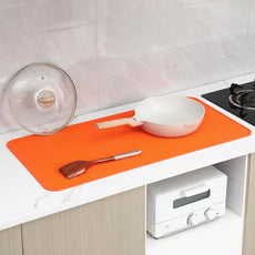 Silicone Dish Drying Mat for Multiple Usage,Easy clean,Eco-friendly,Heat-resistant Silicone Mat for Kitchen Counter or Sink,Refrigerator or Drawer Liner Orange 5XL 36inches x 18inches