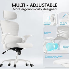 TRALT Office Chair - Ergonomic Office Chair with Back Support, Computer Chair - Home Office Desk Chairs, 330lbs Wide Seat Big and Tall Office Chairs with Headrest, Comfy Desk Chairs (White)