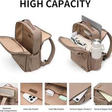 Stylish Laptop Backpack for Women Airline Approved Perfect for Work College and Travel Multi-Functional Casual Daypack Fits 15.6 Inch Notebook (Champagne)