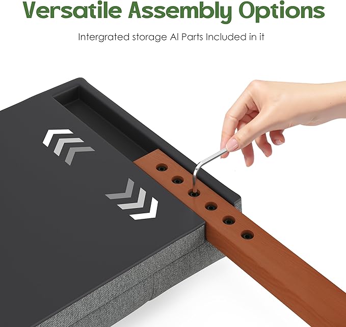 Upholstered Headboard Queen Size, Adjustable Height Queen Headboard Only from 39”to 44”with Durable Solid Wood Legs, Modern Button Diamond Fabric Bed Head Board with Width Adapters, Grey