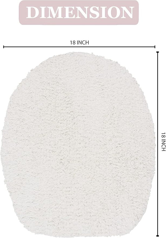 Home Weavers Double Ruffle Collection 100% Cotton Toilet Lid Cover, 18"x18" – Soft, Absorbent & Washable Bathroom Lid Cover with Non-Slip Backing, Ivory