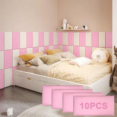 Peel and Stick Headboard Pink Upholstered Wall Panels Pack of 10 Panels 3D Anti-Collision Wall Padding Wall Mounted headboard Soundproof Wall Panels