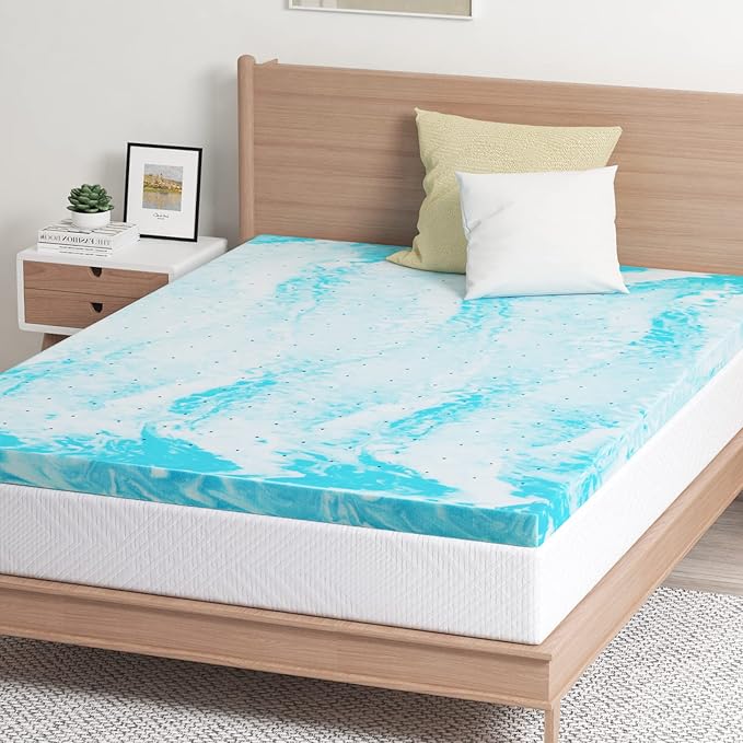EGO Topper 3 Inch Queen Memory Foam Mattress Topper, Gel Foam Mattress Topper for Pressure Relief, Ventilated Design Bed Topper in a Box, CertiPUR-US Certified, 60"×80", Medium