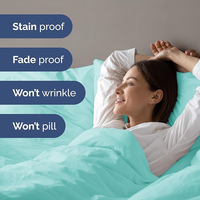 Duvet Cover Twin/Twin XL Size Set - Extra Soft Duvet Cover 68 x 90 with 1 Pillow Sham - Hotel Luxury, Easy Care and Fade Free w/ Zipper Closures & Ties - Comfy, Cozy Breathable Bedding Set (Spa Blue)