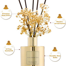 COCORRÍNA Reed Diffuser - Eucalyptus Pine Diffuser with 8 Sticks Home Fragrance Christmas Reed Diffuser for Bathroom Shelf Decor Home Decor