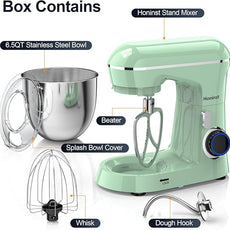 Stand Mixer, 6.5QT 10-Speed Tilt-Head Electric Stand Mixer, 3-In-1 Kitchen Mixer with Bowl, Dough Hook, Whisk and Beater, Food Mixer for Baking, Cake and Most Home Cooks, Light Green