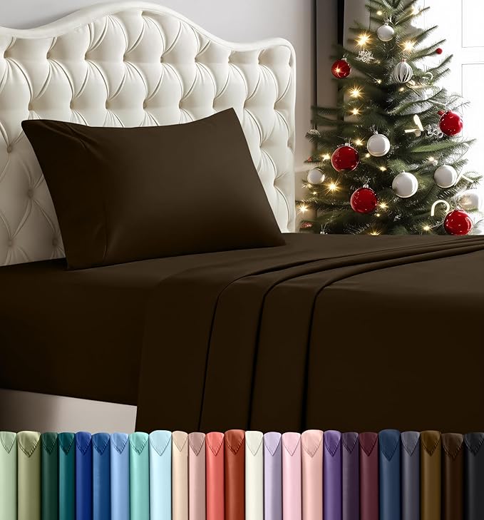 Utopia Bedding Twin Bed Sheets Set - 3 Piece Bedding - Brushed Microfiber - Shrinkage and Fade Resistant - Easy Care (Twin, Brown)