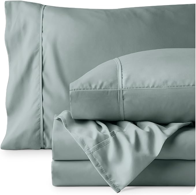 Bare Home Full Sheet Set - Luxury 1800 Ultra-Soft Microfiber Full Bed Sheets - Double Brushed - Deep Pockets - Easy Fit - 4 Piece Set - Bedding Sheets & Pillowcases (Full, Sea Spray) BareHome
