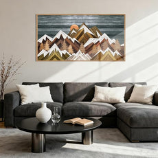 BINCUE Boho Mountain Wall Art Framed Mountain Landscape Canvas Artwork for Living Room Bedroom Bathroom Office 20x40 Inch