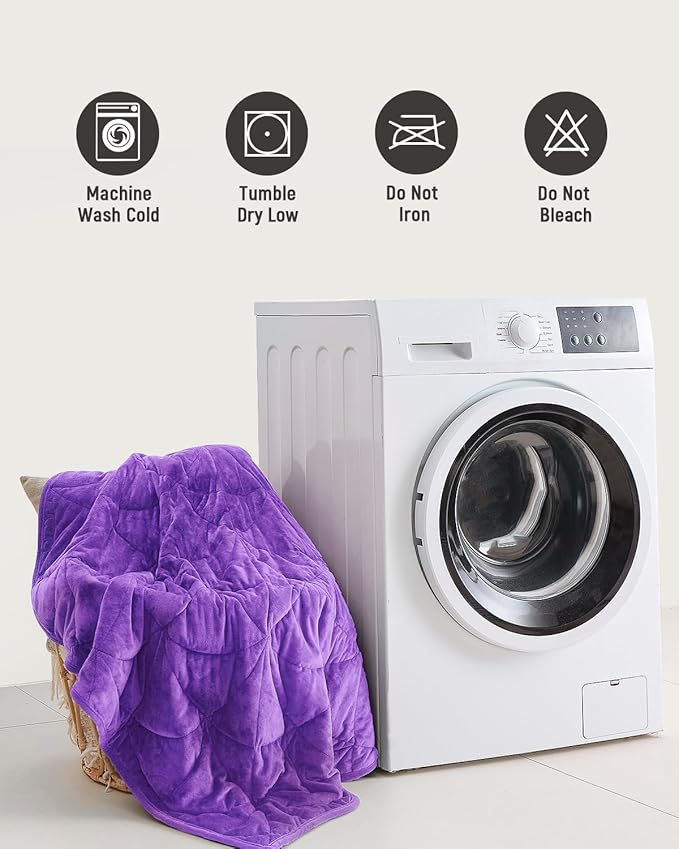 Weighted Lap Blanket 7 lbs for Adults, Luxury Soft Small Weighted Blanket, Compact Portable Weighted Lap Pad for Relaxation, Sleeping, Travel, All-Season Use, Deep Purple, 40" x 52"