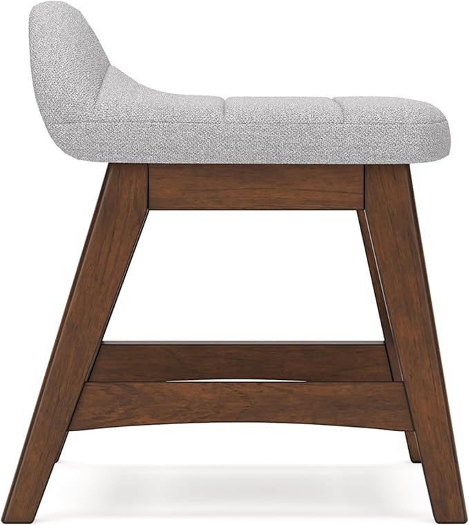 Signature Design by Ashley Lyncott Casual Upholstered Armless Home Office Desk Chair with Backless Design, Light Gray & Light Brown