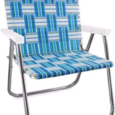 Lawn Chair USA Folding Aluminum Outdoor Patio Lawn Chair | Heavy-Duty Webbed Chairs for Camping, Sports, Beach, Yard & Tailgating | Lightweight Portable | Magnum - Sea Island with White Arms