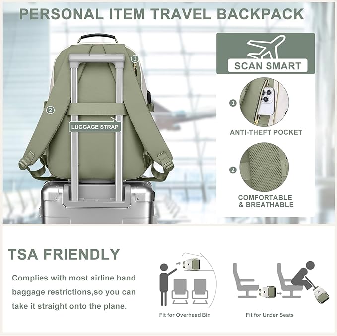 Laptop Backpack for Women Bookbag: 17 inch Work School Backpacks with Pouch Pocket for Large Capacity Cup & USB Charger College Book Bag Travel Business Nurse Teacher Bookbags Anti-theft Back Pack