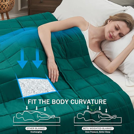 Green Weighted Blanket for Adults 12lbs, 48"x72", Twin Full Size Cooling Heavy Throw Blanket for 110-130lbs, Microfiber Soft Thick Big Blankets Weighted Comforter Breathable Gift for Sleeping