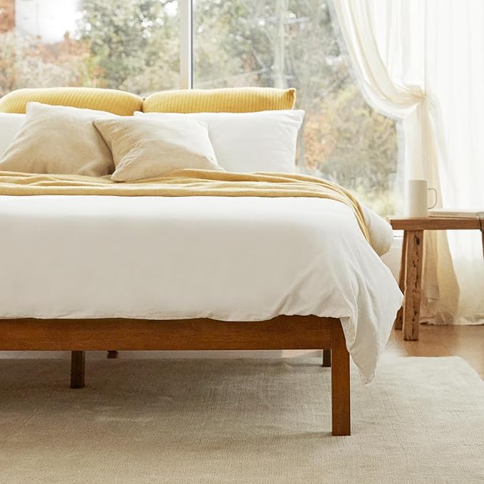 LIFEMENT Classic Wood Platform Bed Frame, Essential, Noise Free, Under Bed Storage, No Box Spring Needed, Easy Assembly (Cherry, Twin)