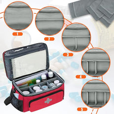 Medicine Storage Bag, Pill Bottle Organizer for Emergency, Medicine Box Empty with Small Portable Pouch, First Aid Box for Travel and Home Storage