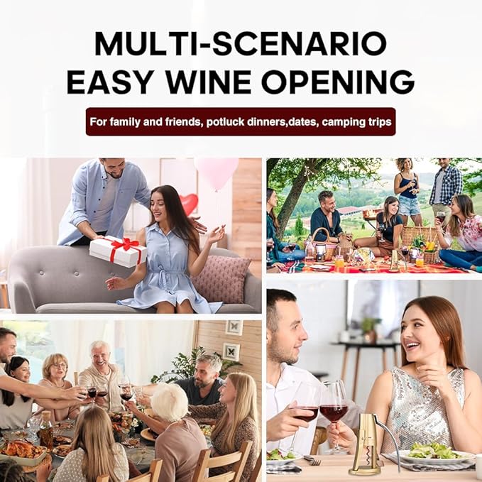 Forge Quality Compact Vertical Lever Corkscrew Wine Opener with Foil Cutter. 3 Seconds to Open a Bottle of Wine. Champagne Gold.